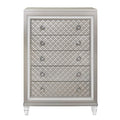 Champagne Toned Chest With Tapered Acrylic Legs And 5 Drawers on a white background