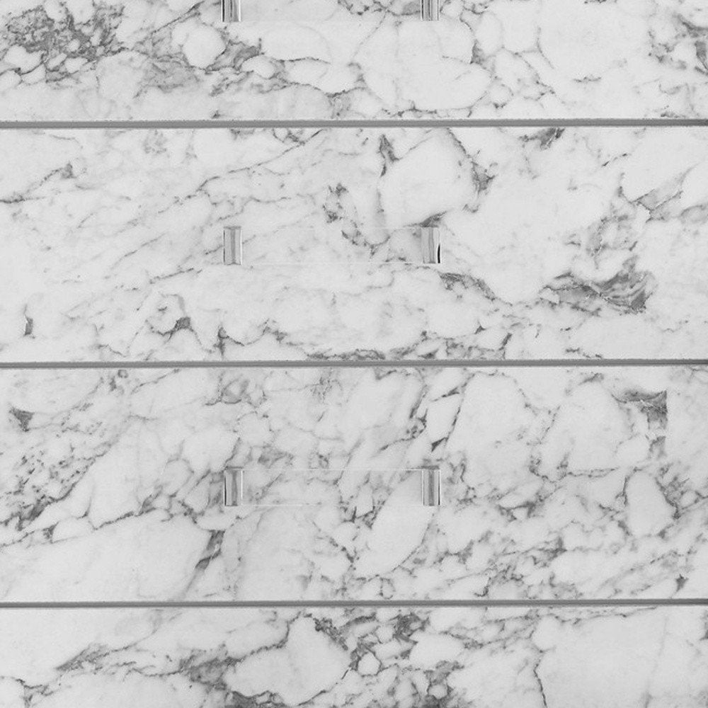 Modern White Chest With 5 Faux Marble Detailed Front Drawer. on a white background