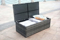 Six Piece Gray Wicker Sofa Seating Group With Table on a white background