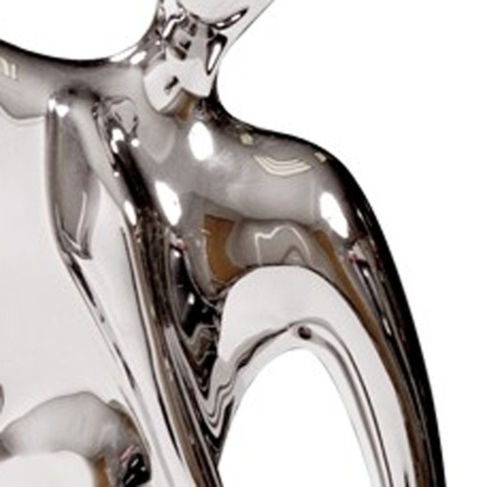 21" Nickel Glass Tabletop Sculpture. Sculpture isolated on a plain white background, in a silver glass finish.