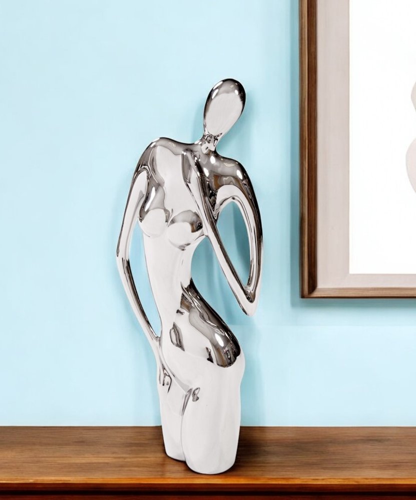 21" Nickel Glass Tabletop Sculpture.