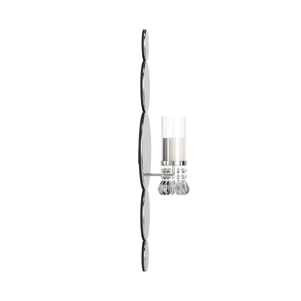 Silver and Clear Modern Bling Mirrored Wall Sconce on a white background