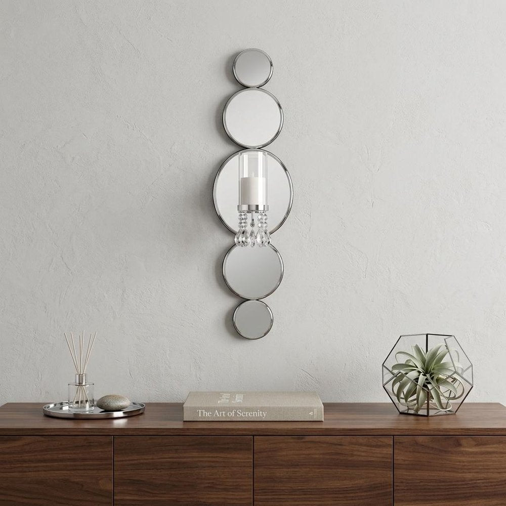 Silver and Clear Modern Bling Mirrored Wall Sconce