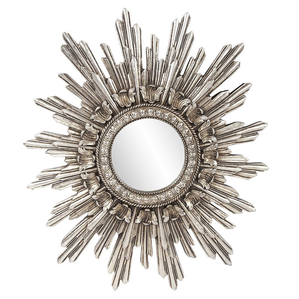 Oval Antiqued Silver Leaf Finish Mirror on a white background
