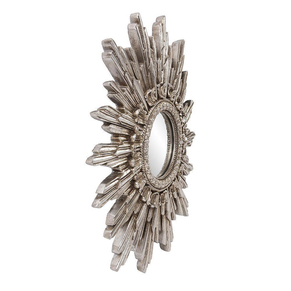 Oval Antiqued Silver Leaf Finish Mirror on a white background