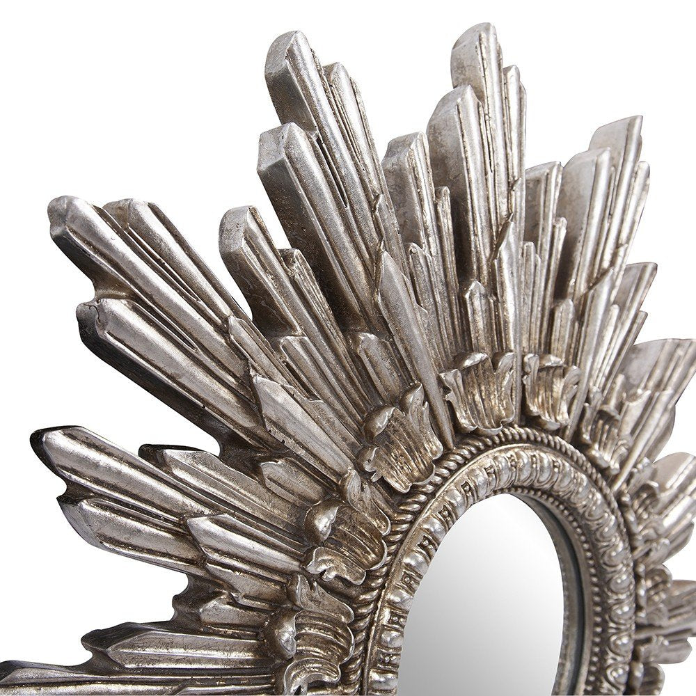 Oval Antiqued Silver Leaf Finish Mirror on a white background