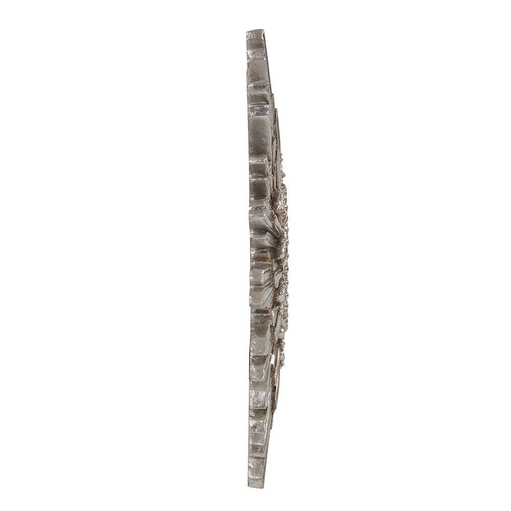 Oval Antiqued Silver Leaf Finish Mirror on a white background