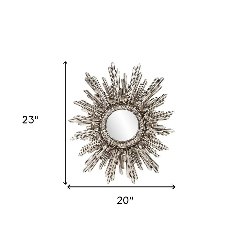Oval Antiqued Silver Leaf Finish Mirror on a white background
