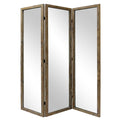Three Panel Natural Zig Zag Wood Room Divider Screen on a white background