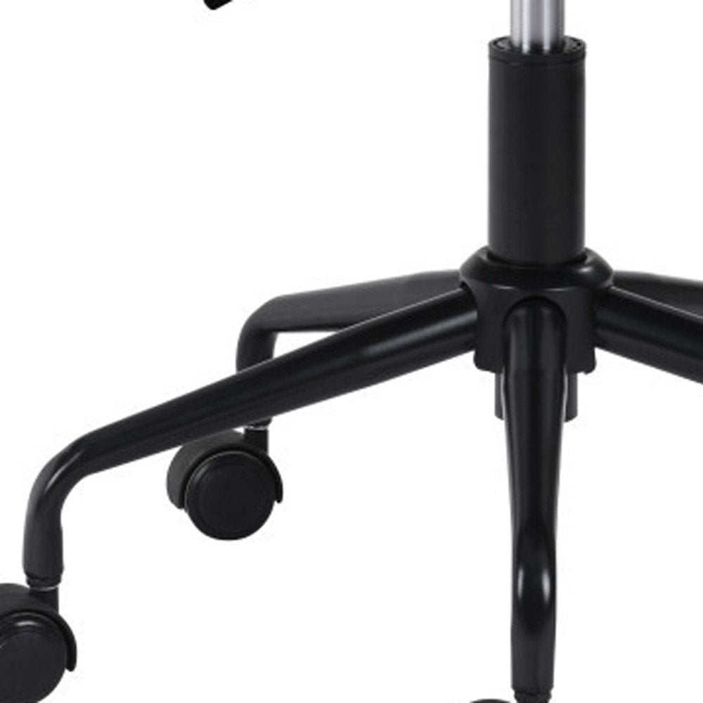 White and Black Adjustable Swivel Faux Leather Rolling Office Chair on a white background