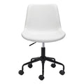 White and Black Adjustable Swivel Faux Leather Rolling Office Chair on a white background