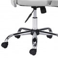 White and Silver Adjustable Swivel Faux Leather Rolling Conference Office Chair on a white background
