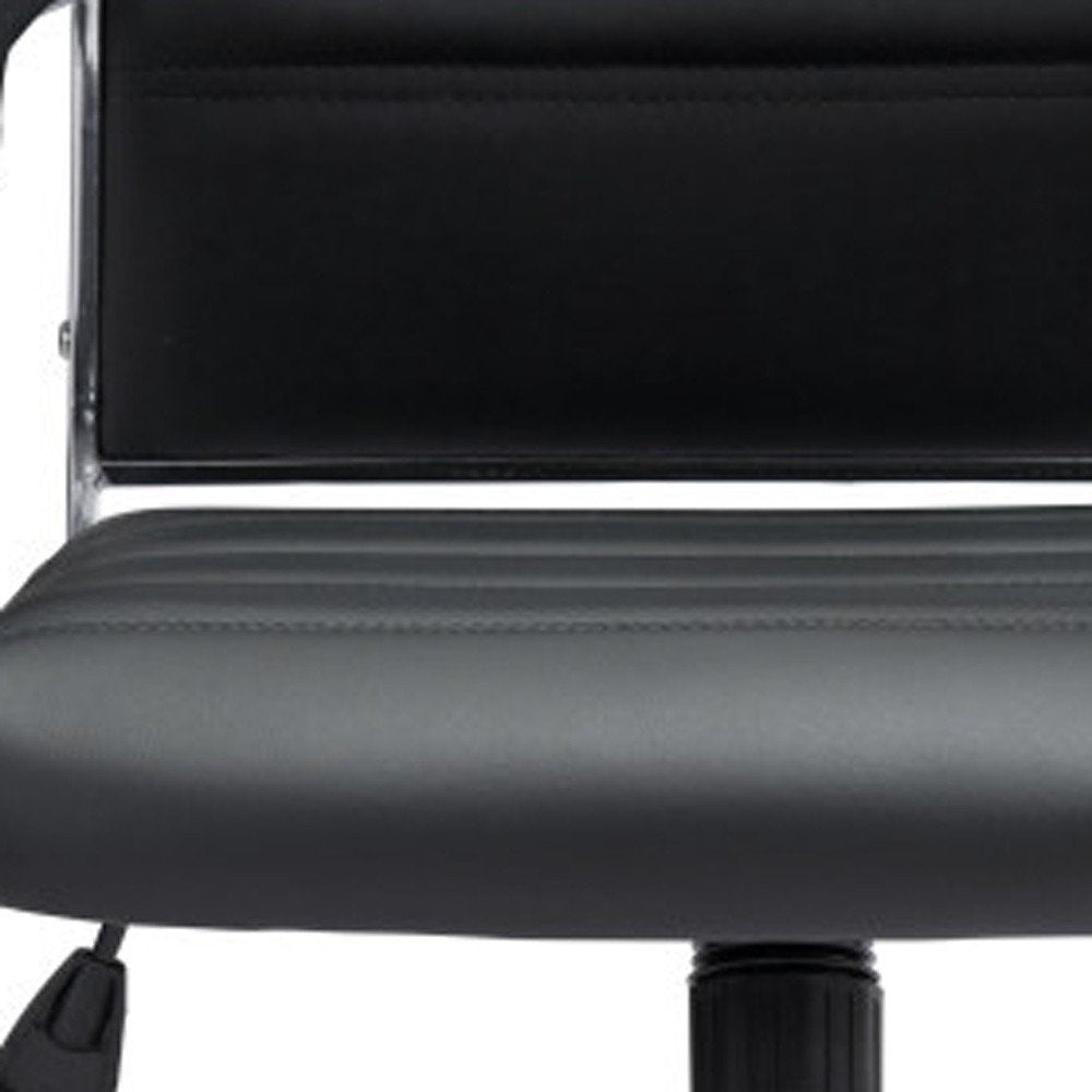 Silver and Black Adjustable Swivel Faux Leather Rolling Conference Office Chair close-up detail