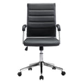 Silver and Black Adjustable Swivel Faux Leather Rolling Conference Office Chair on a white background