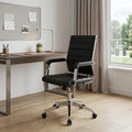 Silver and Black Adjustable Swivel Faux Leather Rolling Conference Office Chair