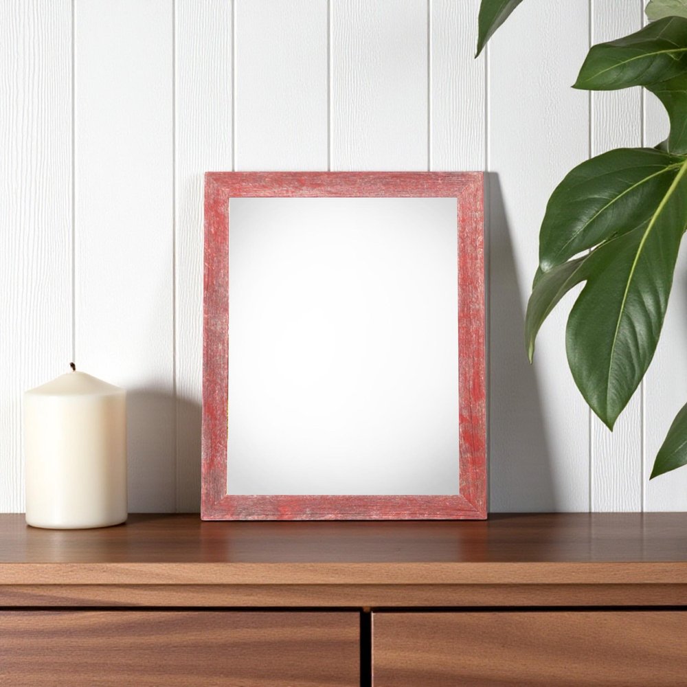 4" x 6" Red Solid Wood Tabletop Picture Frame.