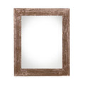 Rectangular brown solid wood tabletop picture frame with a distressed finish on a white background.
