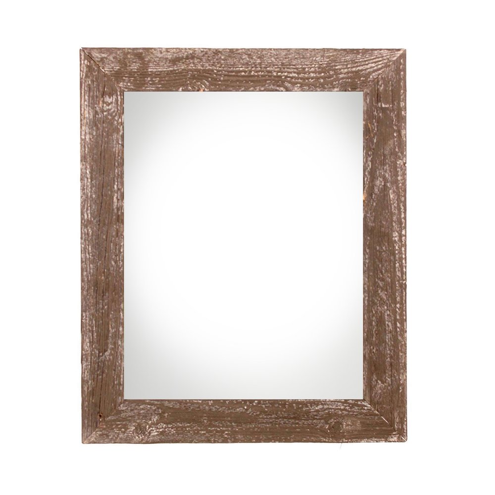 Rectangular brown solid wood tabletop picture frame with a distressed finish on a white background.