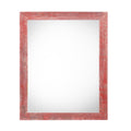 Rectangular red solid wood tabletop picture frame with a distressed finish on a white background.