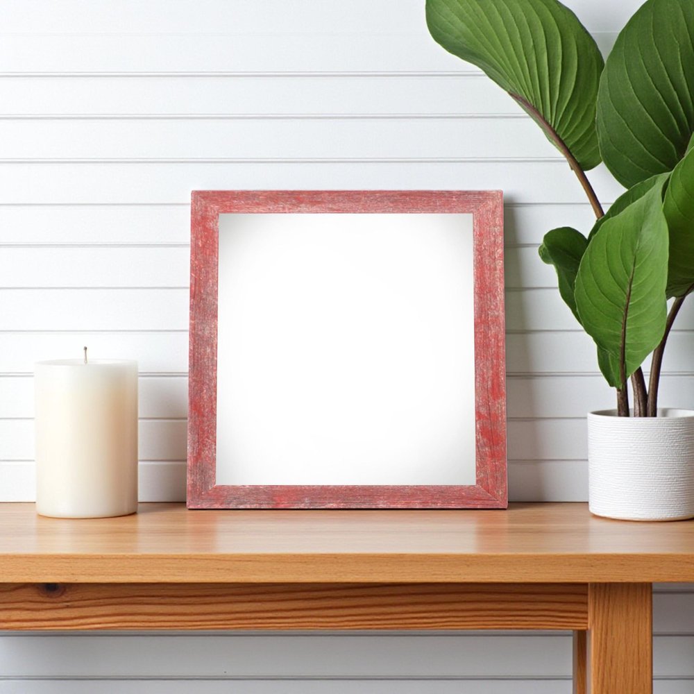 6" x 6" Red Solid Wood Tabletop Picture Frame.