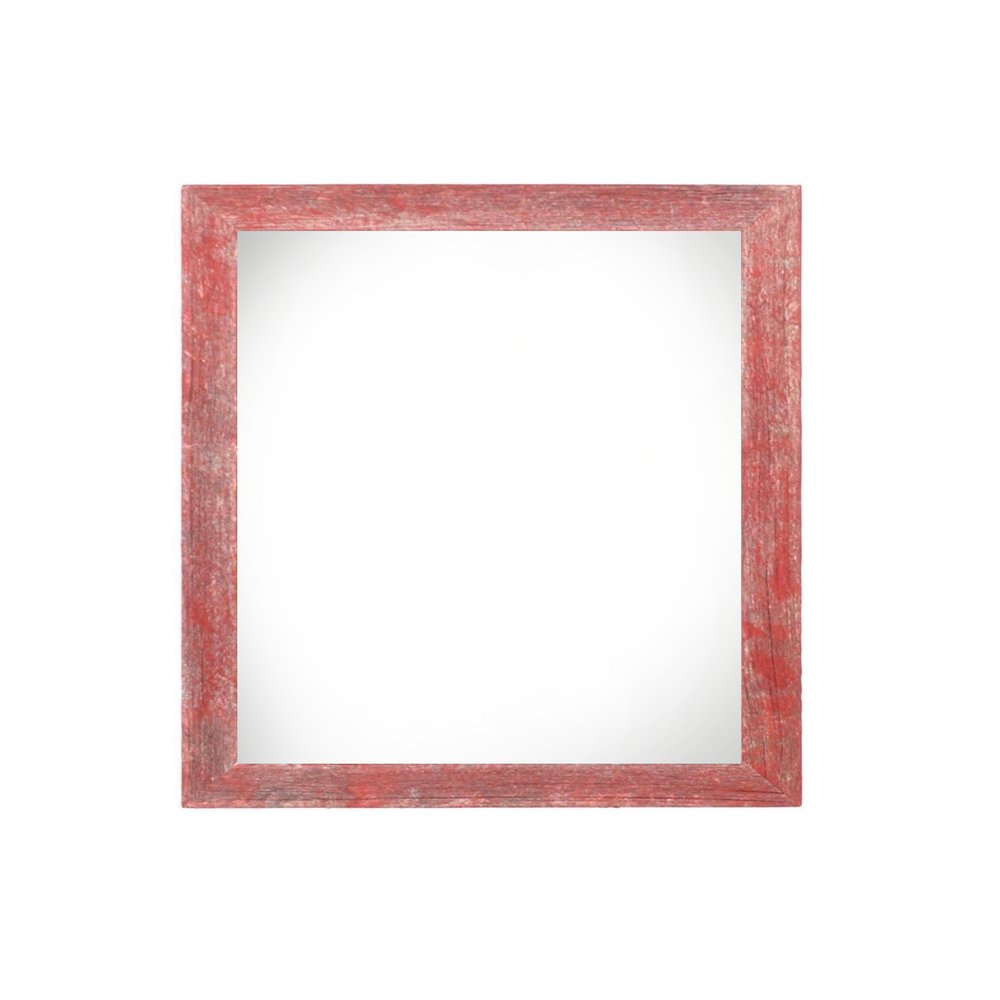 Rectangular red solid wood tabletop picture frame on a white background.