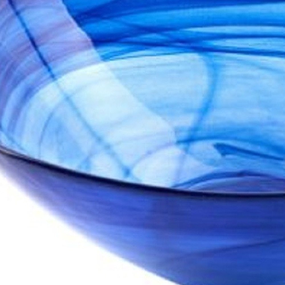 Set Of Two Modern Soft Square Blue Swirl Glass Bowls close-up detail