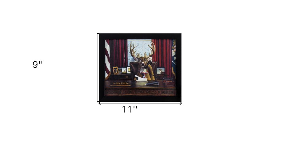 The Buck Stops Here Framed Art on a white background