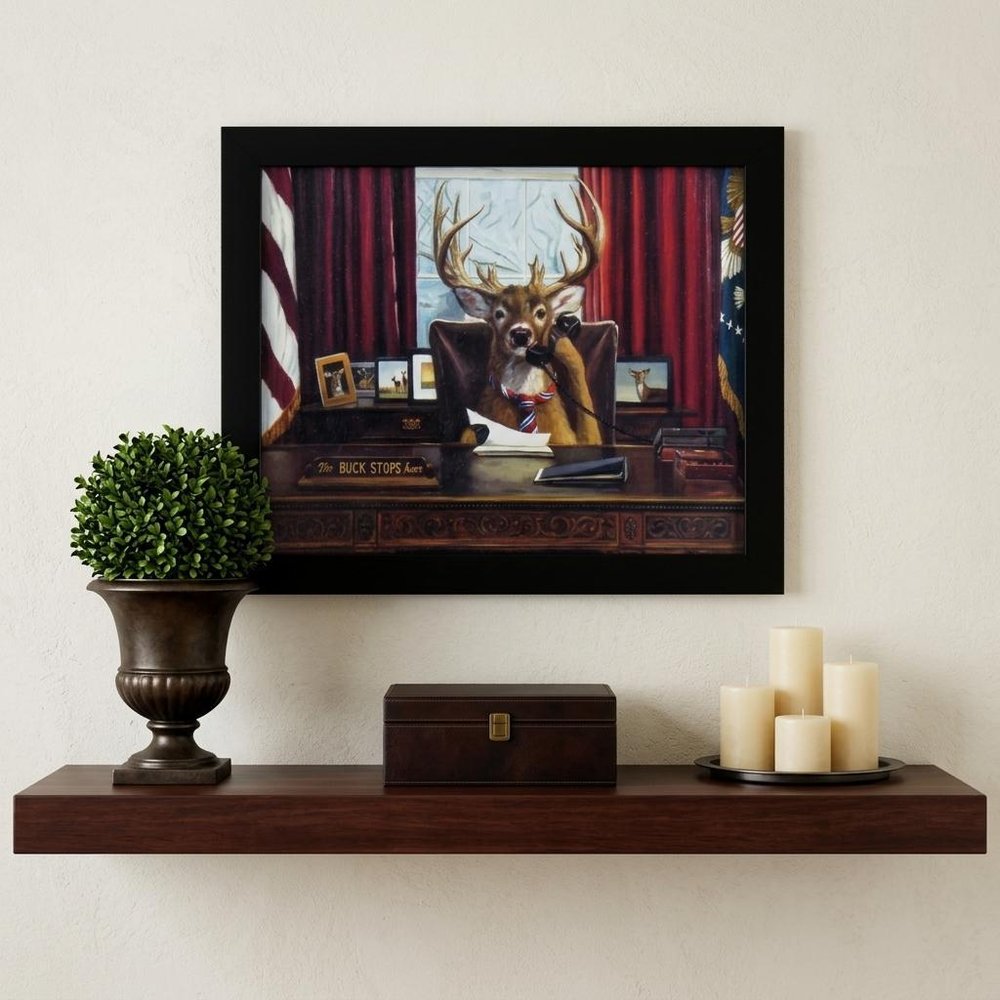 The Buck Stops Here Framed Art on a white background