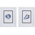 Set Of Two Blue And White Seashell Wall Art on a white background