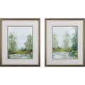Set of Two Green Forest Landscapes Framed Wall Art on a white background