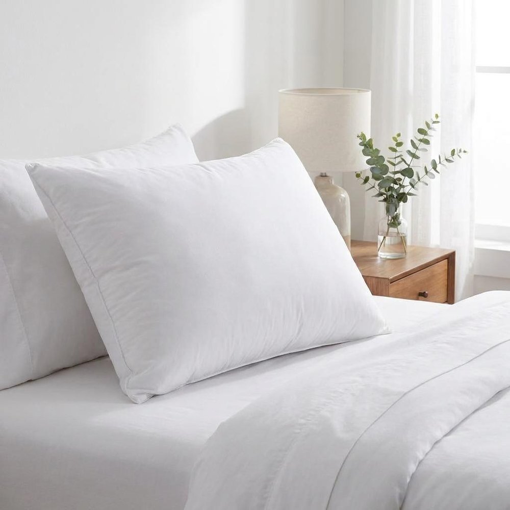 Set Of 2 Lux Sateen Down Alternative Standard Size Medium Pillows close-up detail