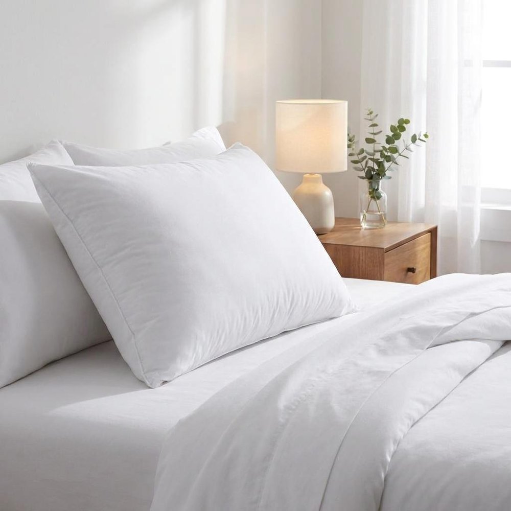 Set Of 2 Lux Sateen Down Alternative King Size Medium Pillows close-up detail