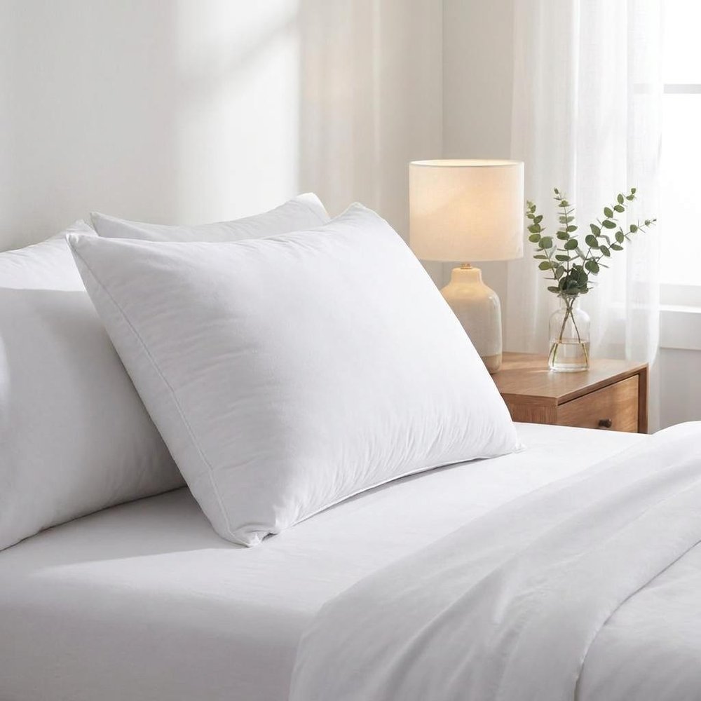 Set Of 2 Lux Sateen Down Alternative Standard Size Firm Pillows close-up detail