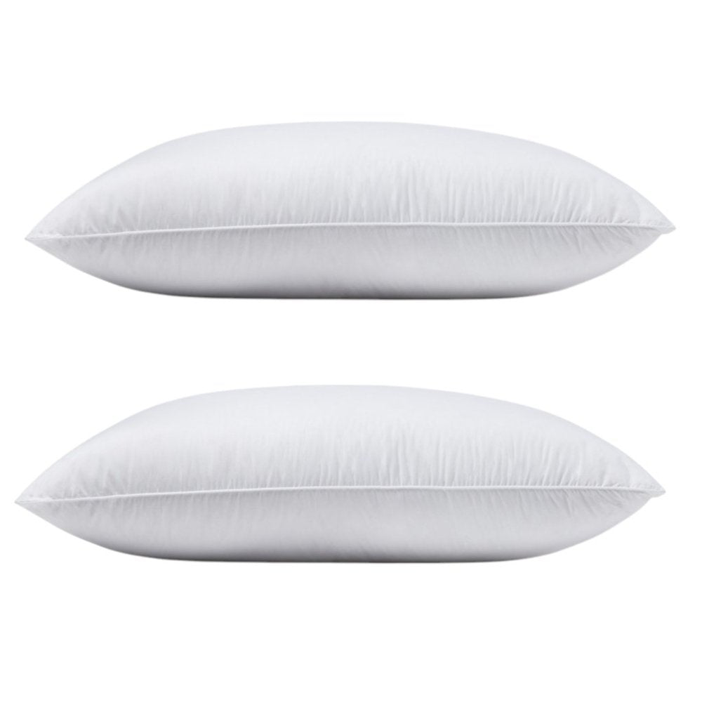Set of Two Down Alternative Firm Queen Size Bed Pillows on a white background