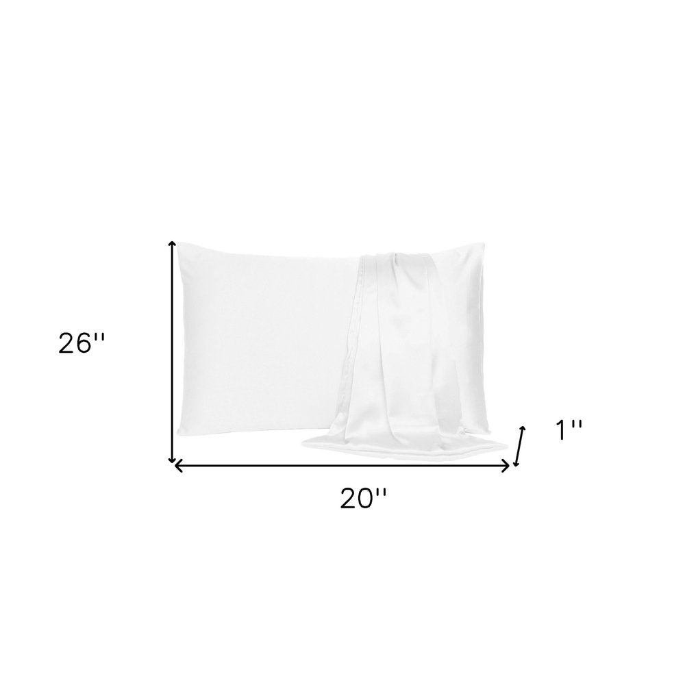 Set Of Two White Silky Satin Standard Pillowcases on a white background