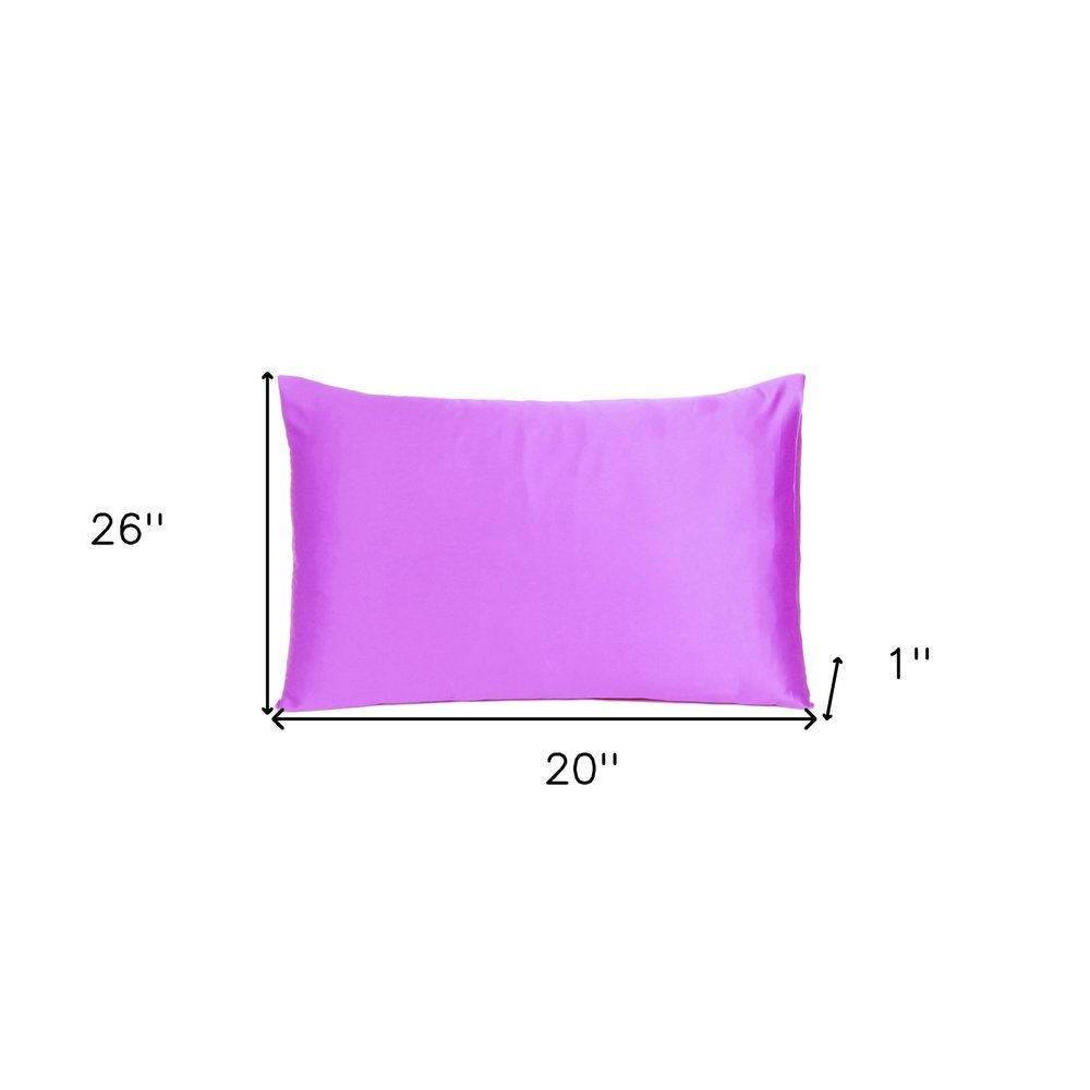 Violet Dreamy Set Of 2 Silky Satin Standard Pillowcases on a white background