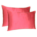 Two Piece Salmon Pink Dreamy Silky Satin Pillowcases on a white background