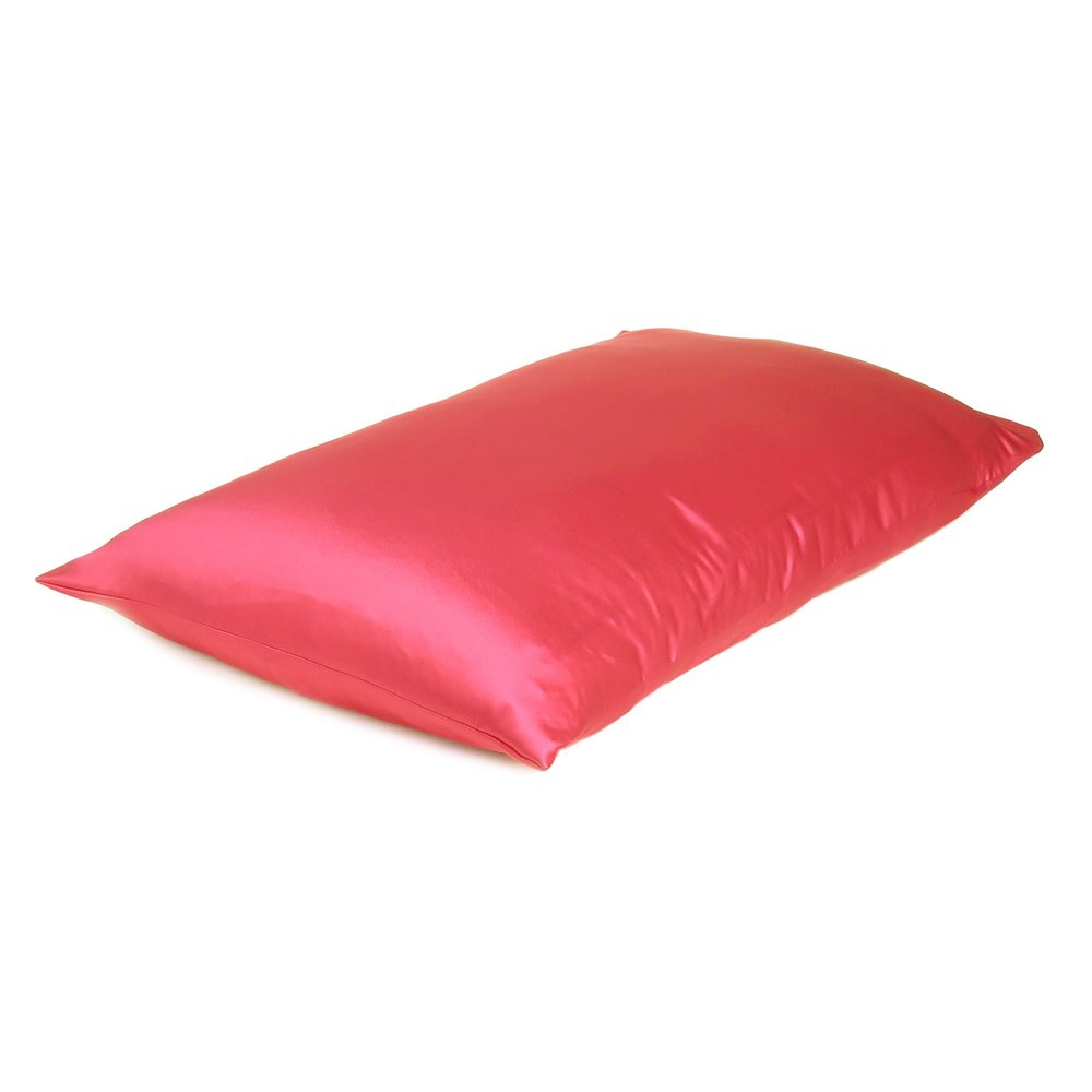 Two Piece Salmon Pink Dreamy Silky Satin Pillowcases on a white background