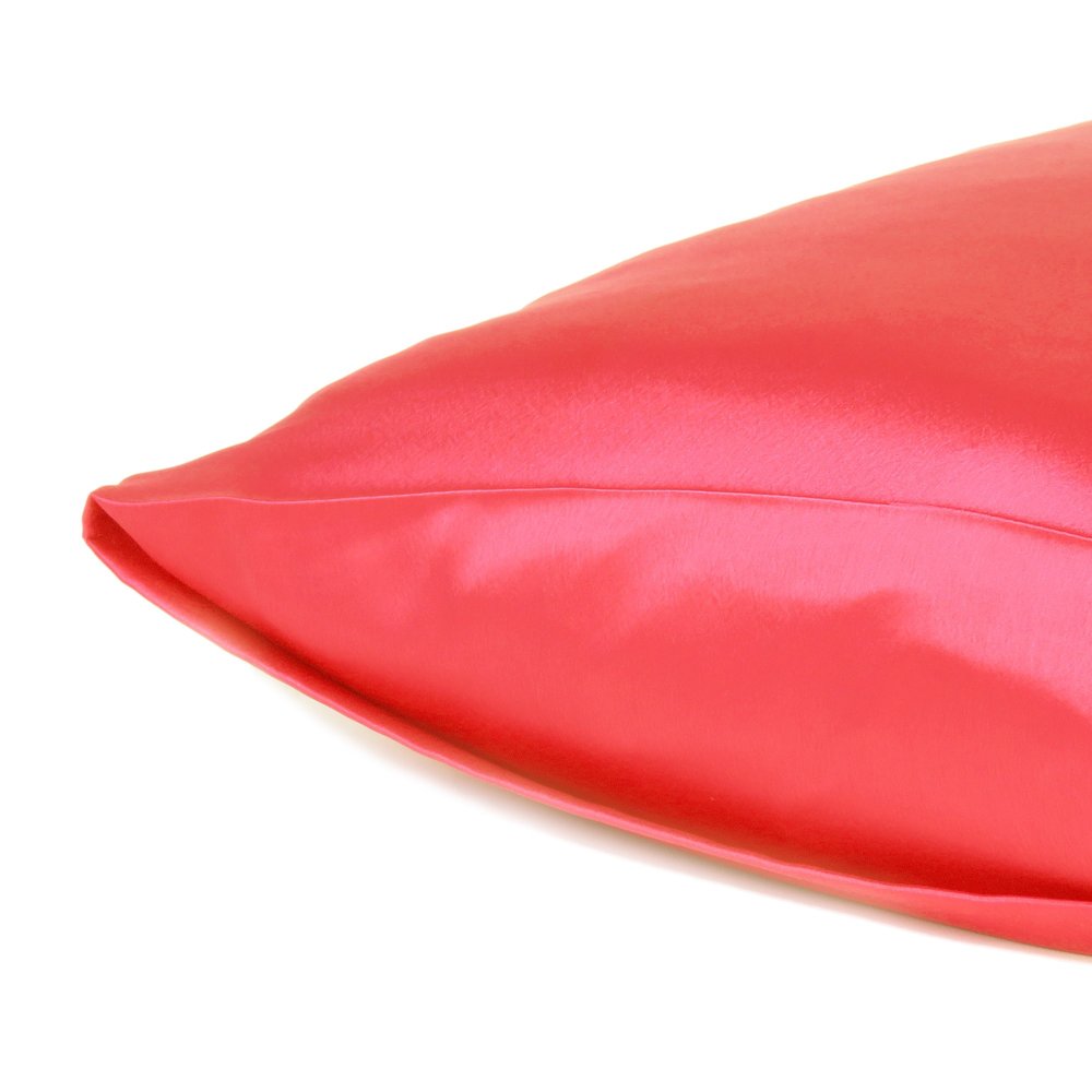 Two Piece Salmon Pink Dreamy Silky Satin Pillowcases on a white background