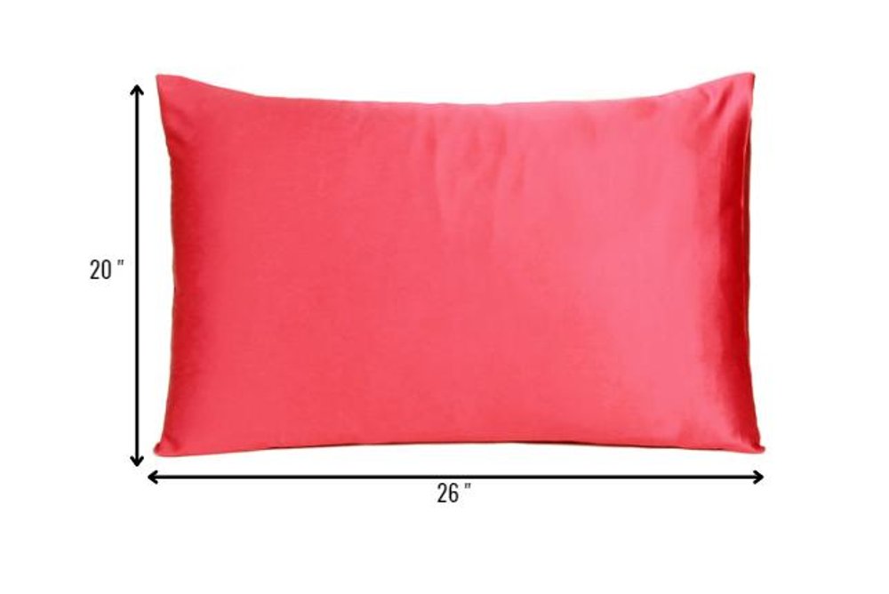 Two Piece Salmon Pink Dreamy Silky Satin Pillowcases on a white background