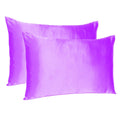 Violet Dreamy Set Of 2 Silky Satin Queen Pillowcases on a white background