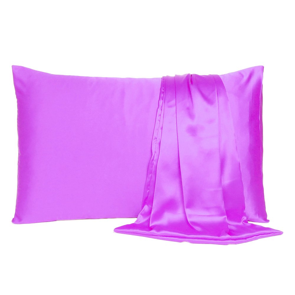 Violet Dreamy Set Of 2 Silky Satin Queen Pillowcases on a white background