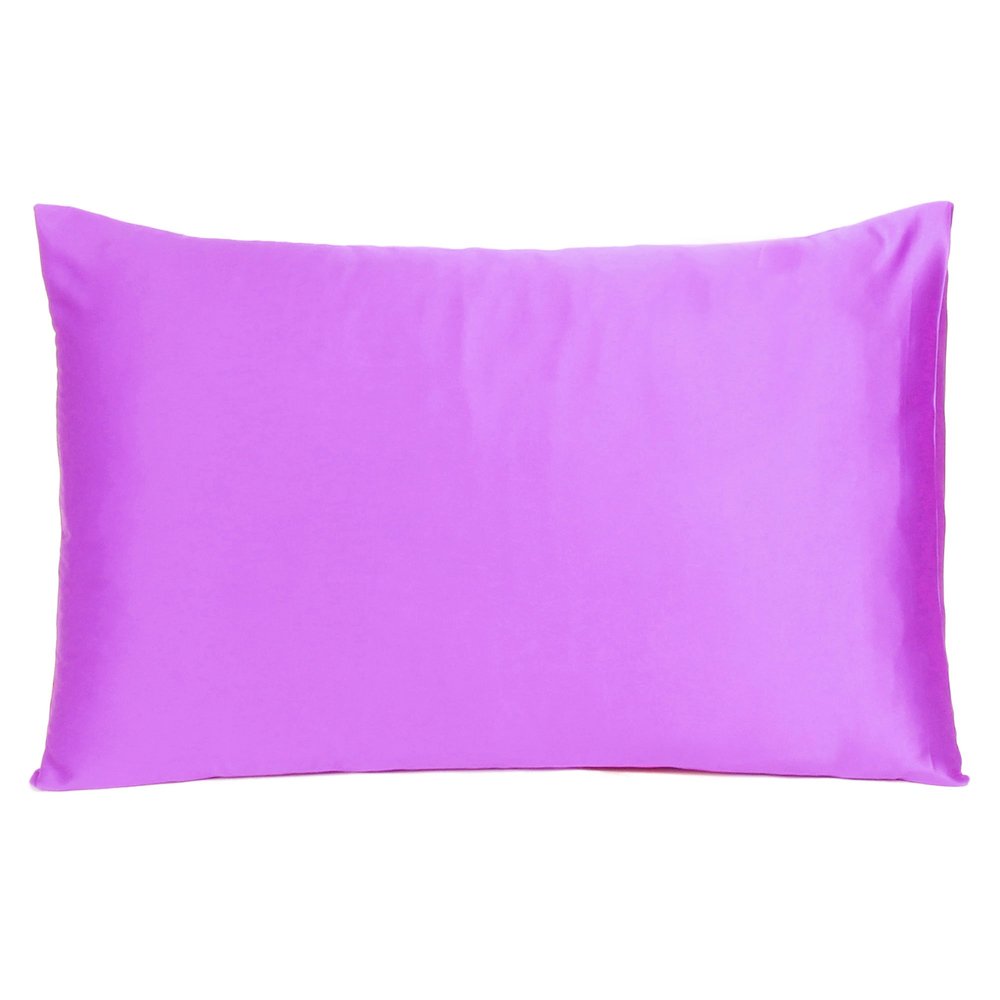 Violet Dreamy Set Of 2 Silky Satin Queen Pillowcases on a white background