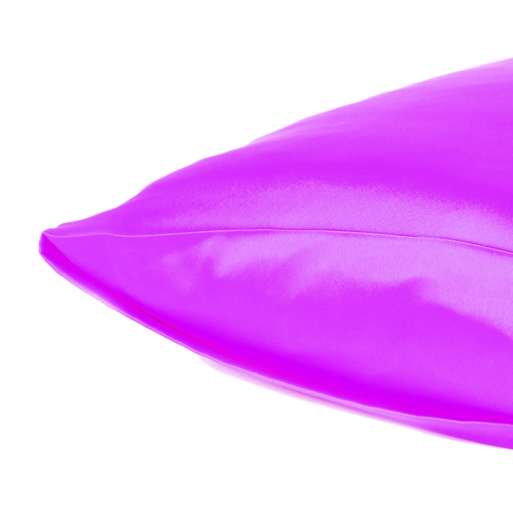Violet Dreamy Set Of 2 Silky Satin Queen Pillowcases on a white background