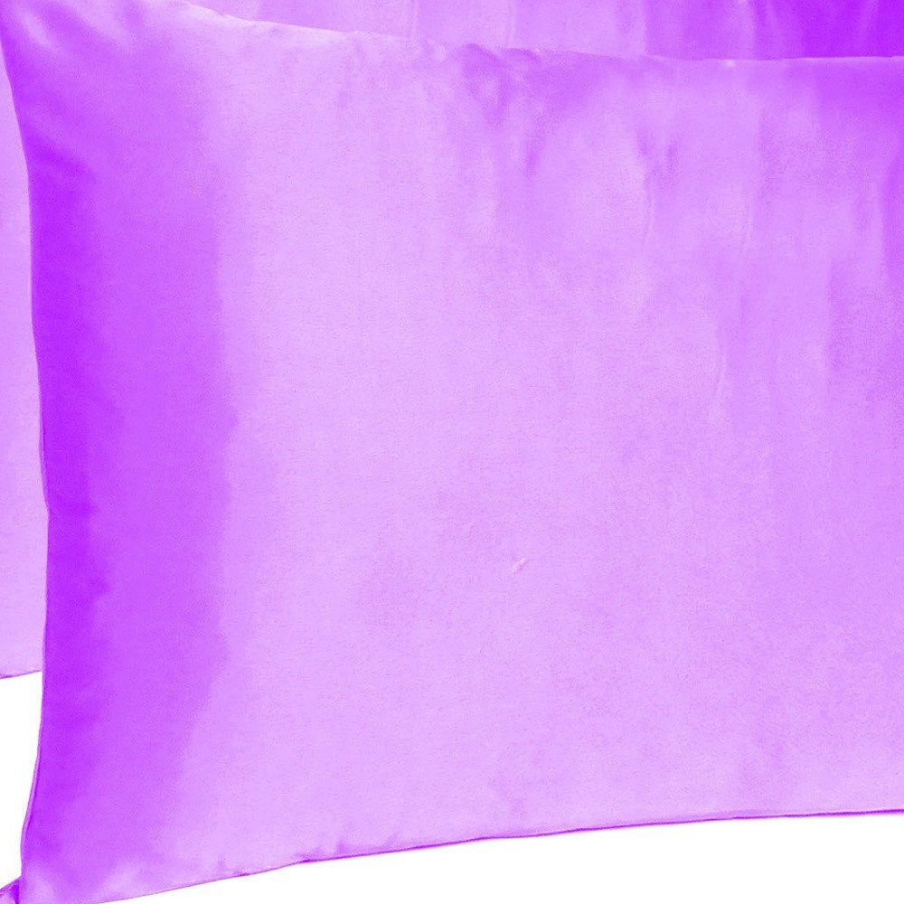 Violet Dreamy Set Of 2 Silky Satin Queen Pillowcases close-up detail