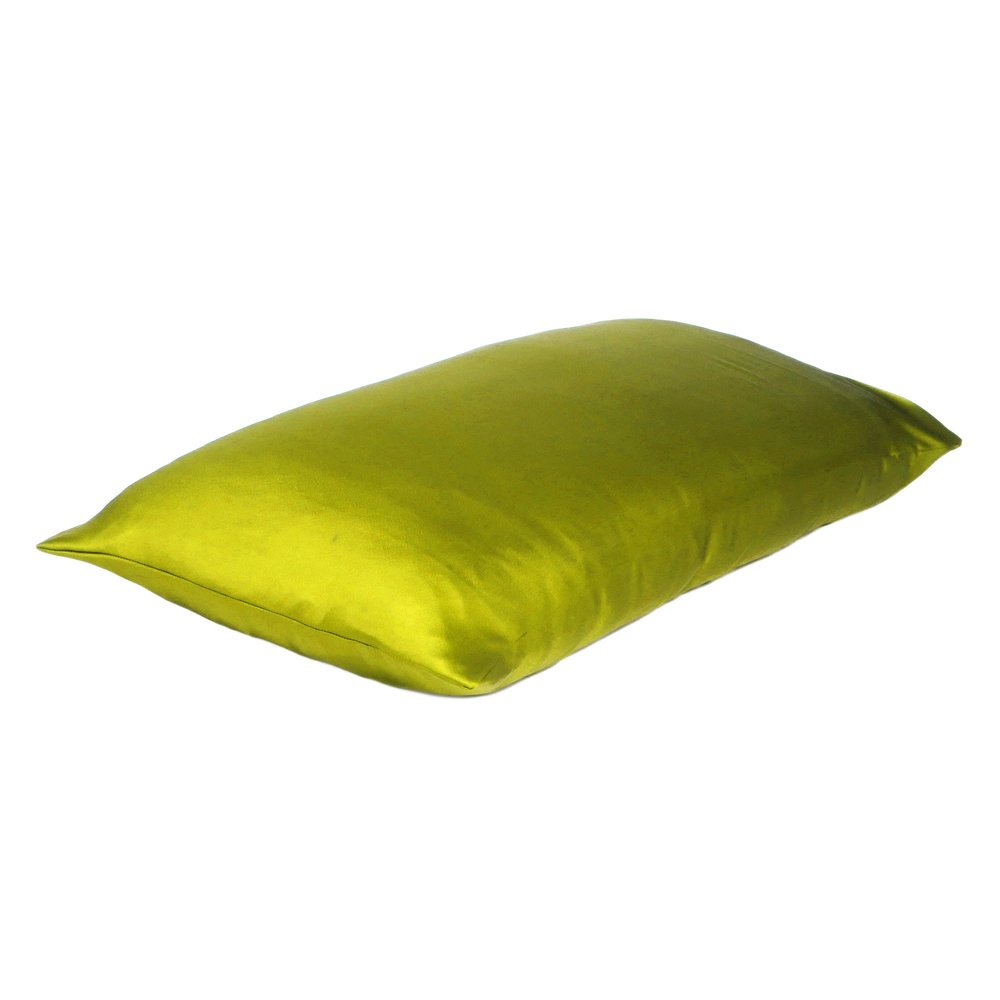 Set of Two Lemongrass Dreamy Silk Satin Queen Pillowcases on a white background