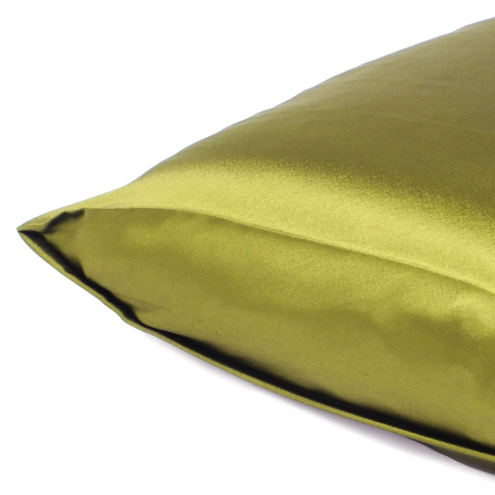 Set of Two Lemongrass Dreamy Silk Satin Queen Pillowcases on a white background