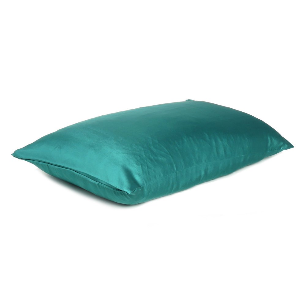 Teal Dreamy Set Of 2 Silky Satin Queen Pillowcases on a white background