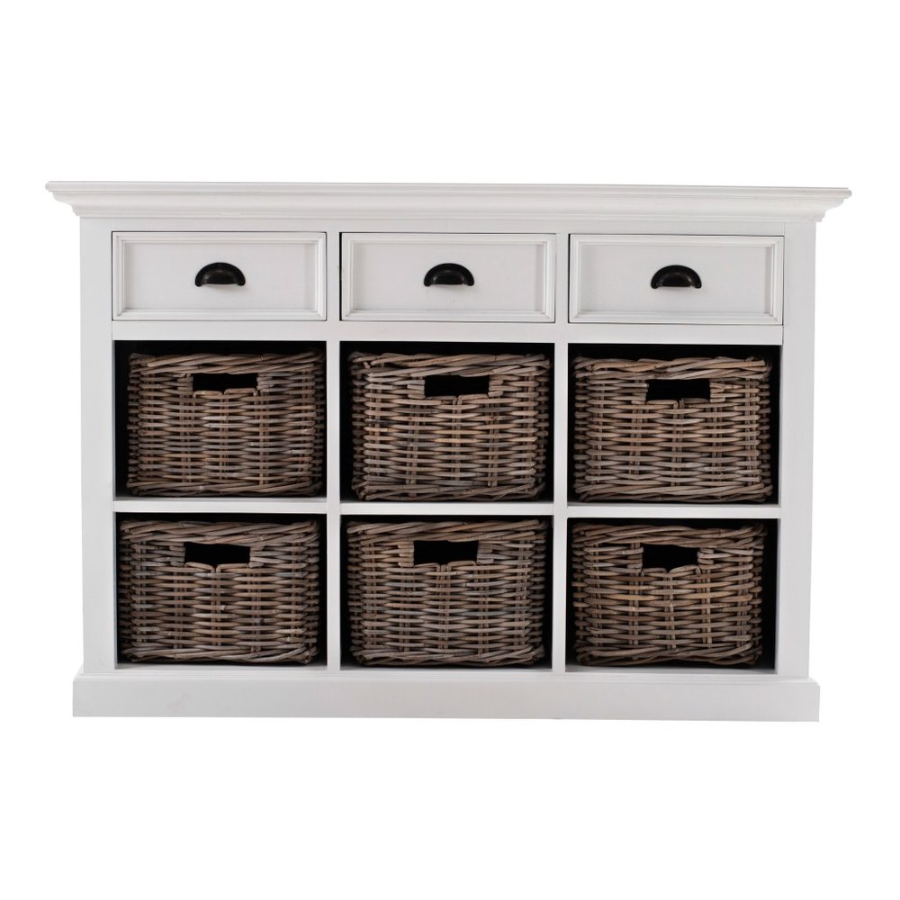 Modern Farmhouse Buffet Server With Basket Set on a white background