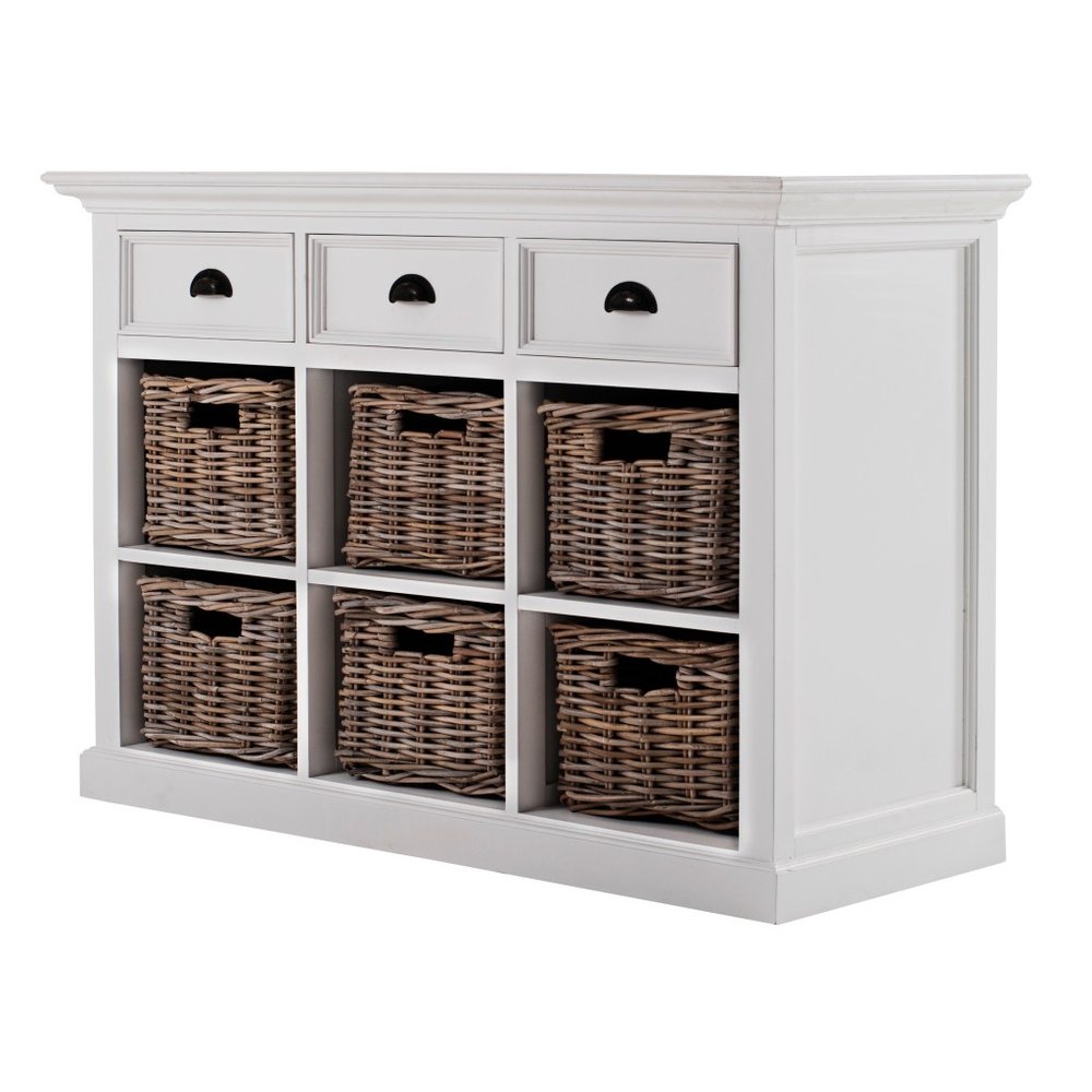 Modern Farmhouse Buffet Server With Basket Set on a white background